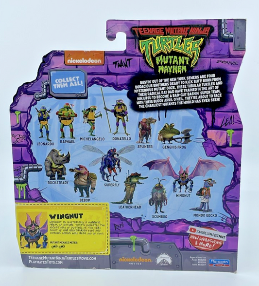 TMNT Mutant Mayhem Wingnut Robo-Bat Figure Playmates with Figure Protector