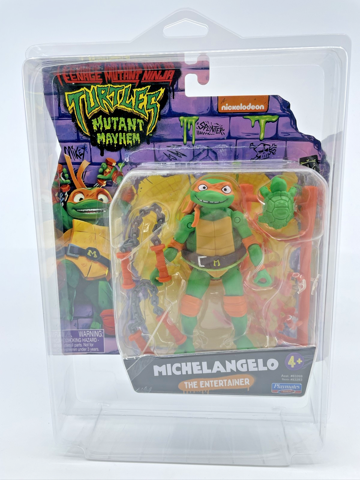 TMNT Mutant Mayhem Michelangelo Action Figure with Figure Protector