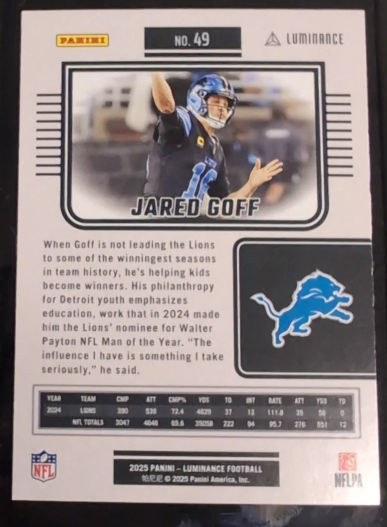 2025 - NFL Panini Luminance - Jared Goff 49
