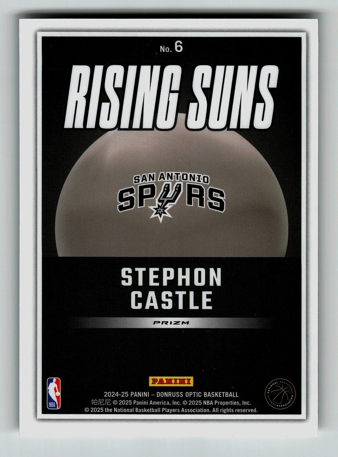 2024-25 Panini Optic Rising Stars Stephon Castle San Antonio Spurs #6