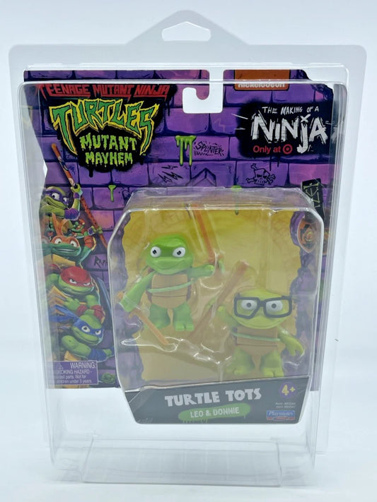 TMNT Mutant Mayhem Leo & Donnie Action Figures Playmates with Figure Protector