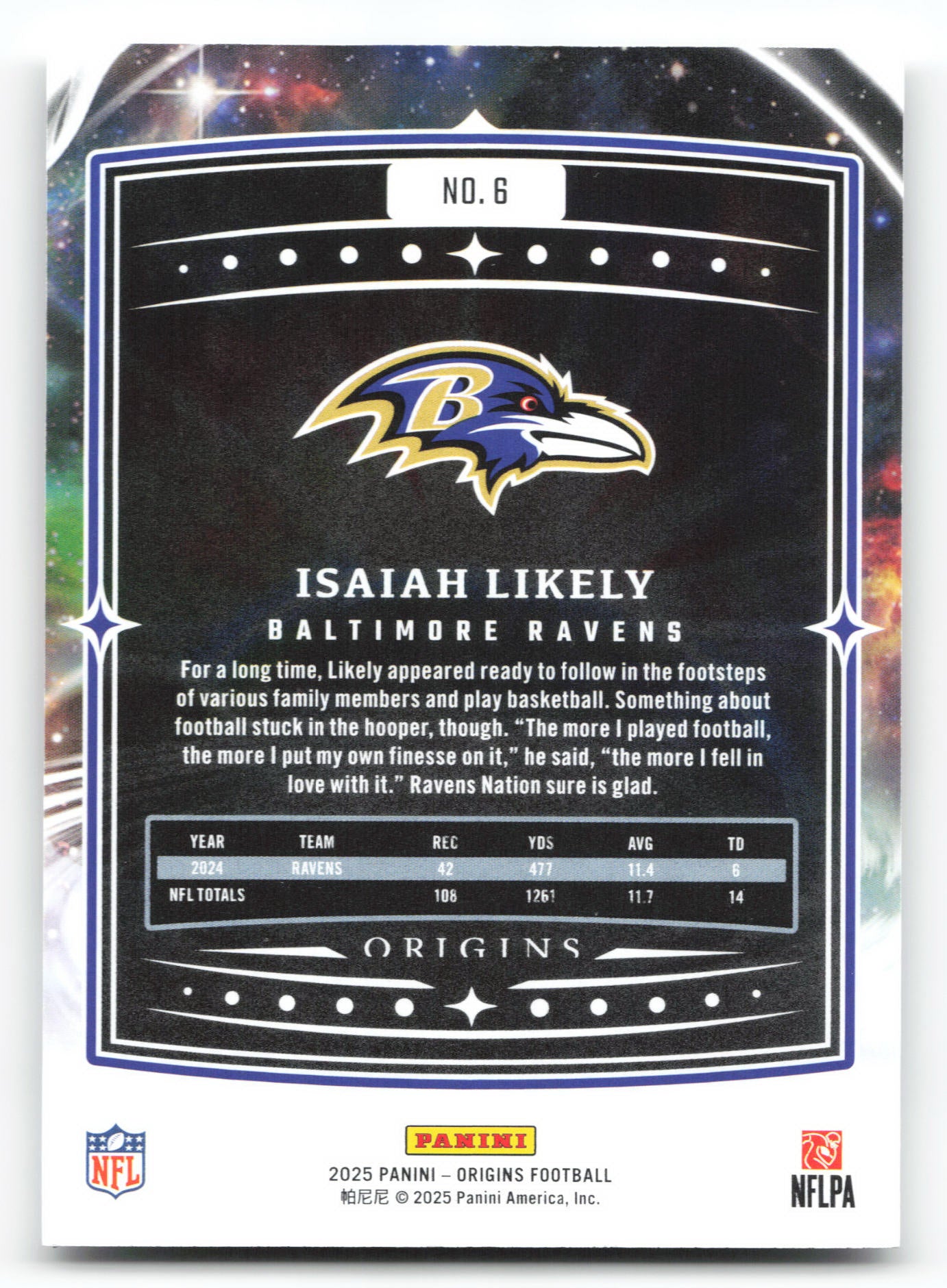 Isaiah Likely - #6 - 2025 Panini Origins - Panini