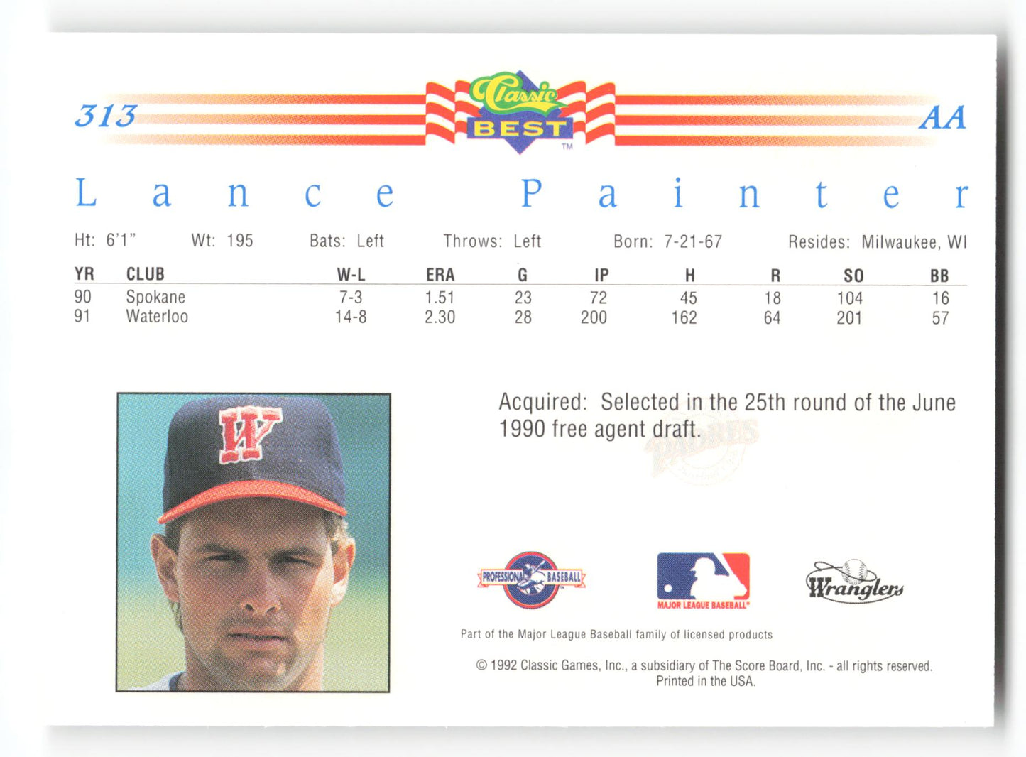 Lance Painter - #313 - 1992 Classic Best - MLB
