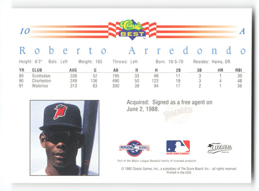 Roberto Arredondo - #10 - 1992 Classic Best - MLB