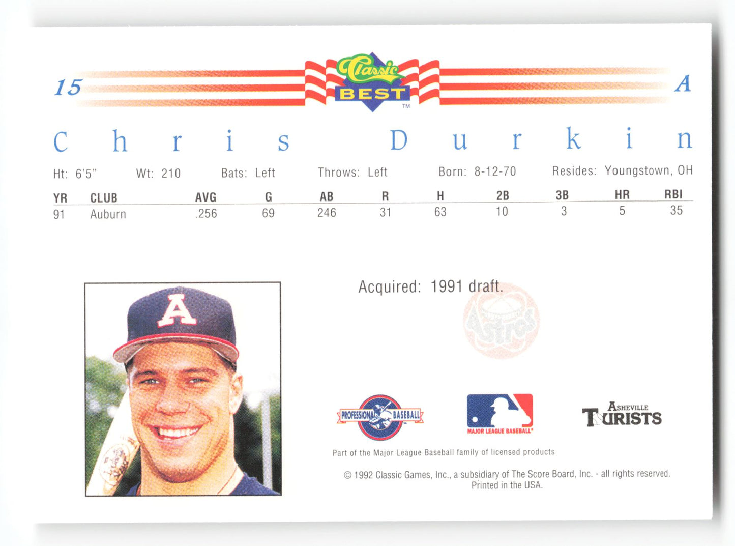 Chris Durkin - #15 - 1992 Classic Best - MLB