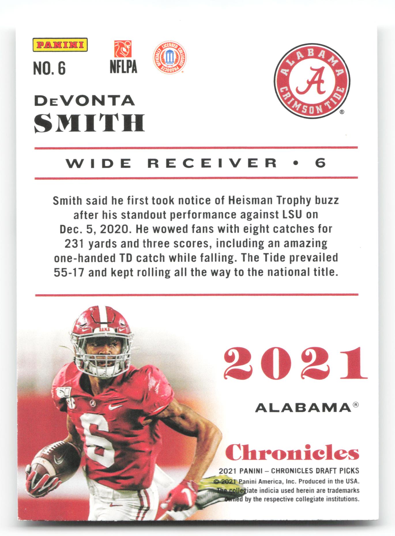 DeVonta Smith - #6 - 2021 Panini Chronicles Draft Picks - Panini