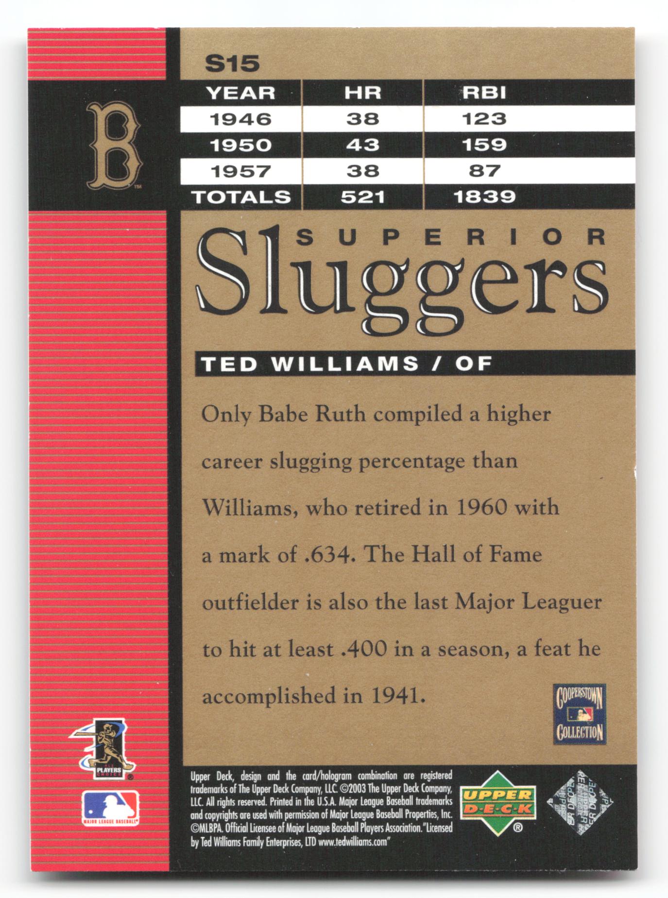 Ted Williams - #S15 - 2003 Upper Deck - Upper Deck