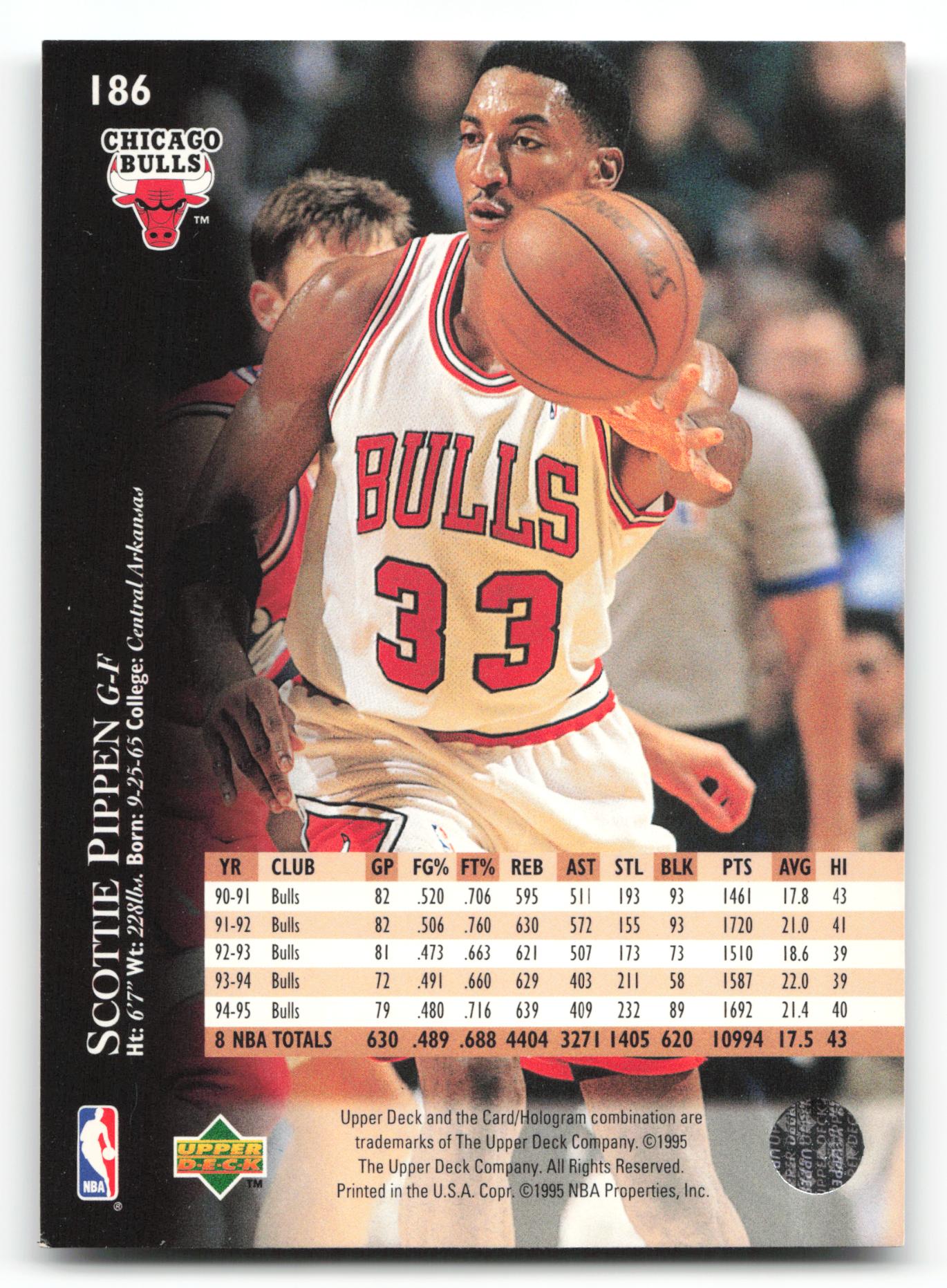Scottie Pippen - #186 - 1995-96 Upper Deck - Upper Deck