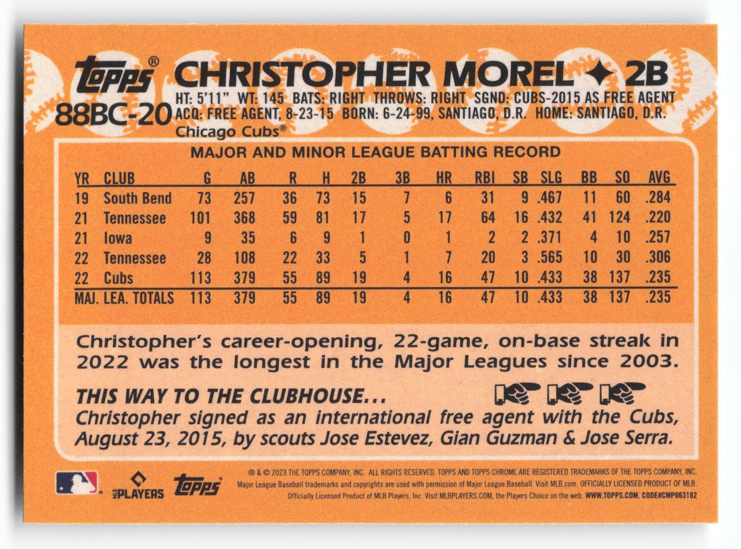 Christopher Morel - #88BC-20 - 2023 Topps Chrome - Topps