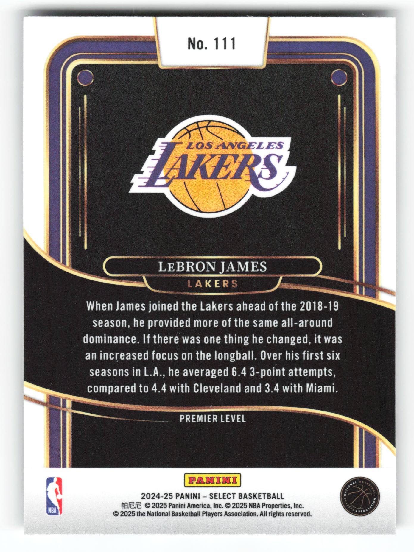 LeBron James - #111 - 2024-25 Panini Select - Select
