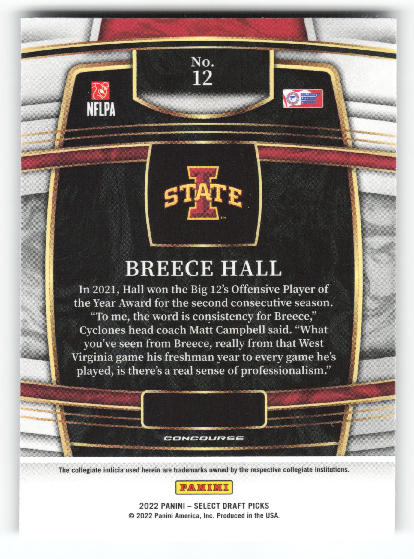 Breece Hall - #12 - 2022 Panini Select Draft Picks - Panini