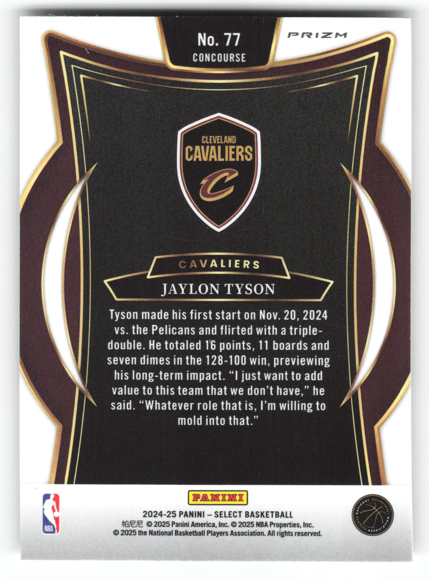 Jaylon Tyson - #77 - 2024-25 Panini Select - Panini