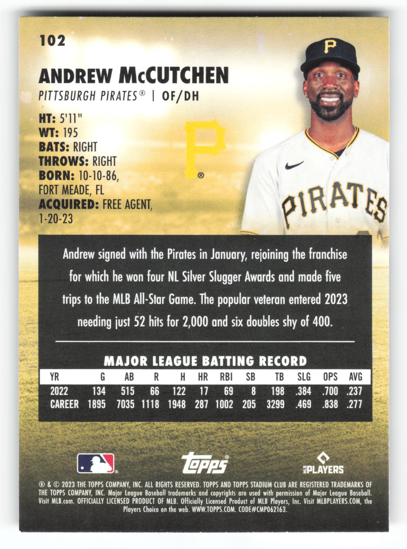 Andrew McCutchen - #102 - 2023 Stadium Club -