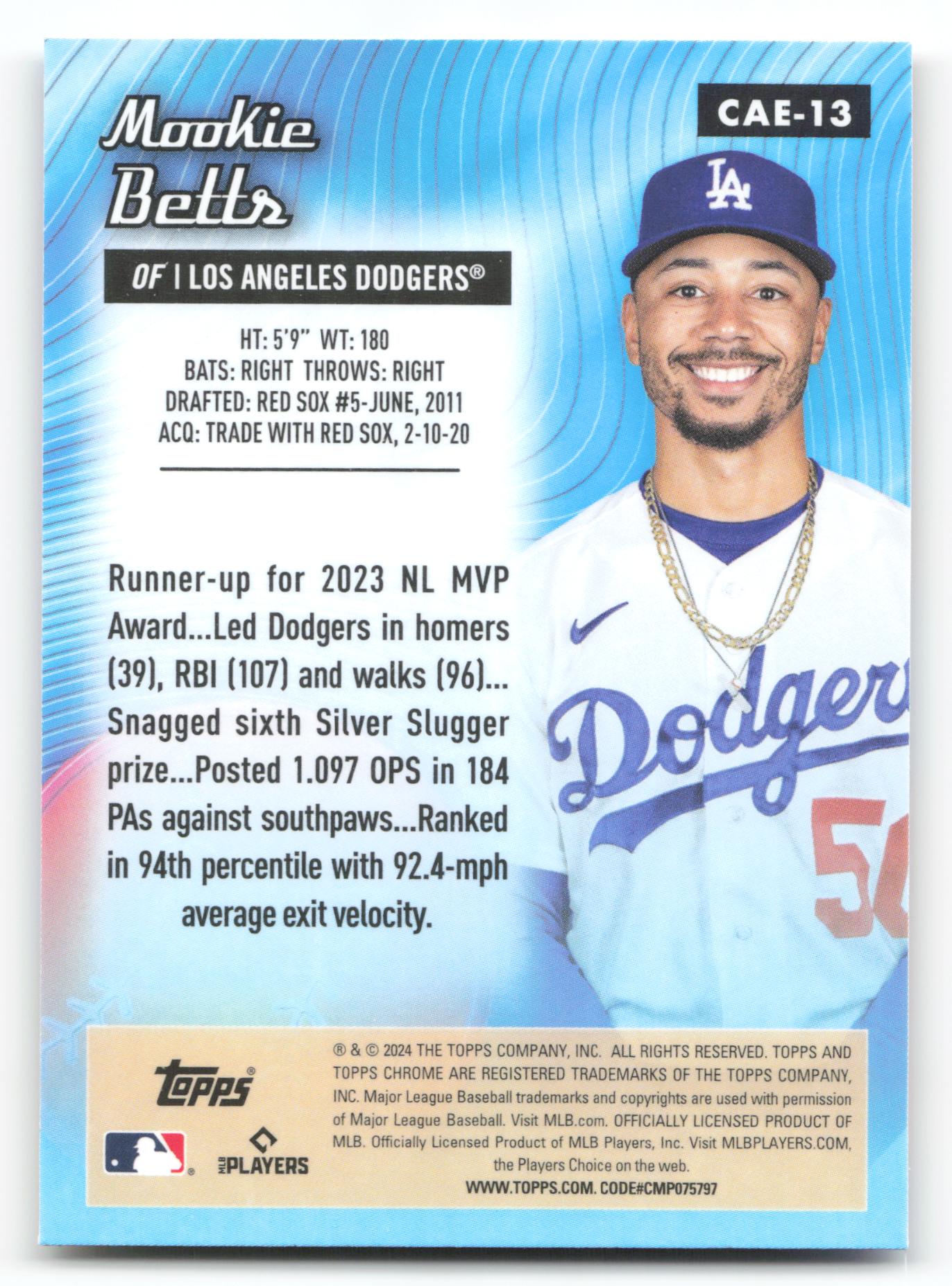 Mookie Betts - #CAE-13 - 2024 Topps Chrome - Topps