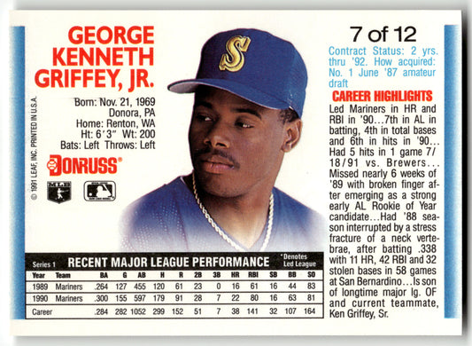 Ken Griffey, Jr. - #7 - 1992 Donruss - Donruss
