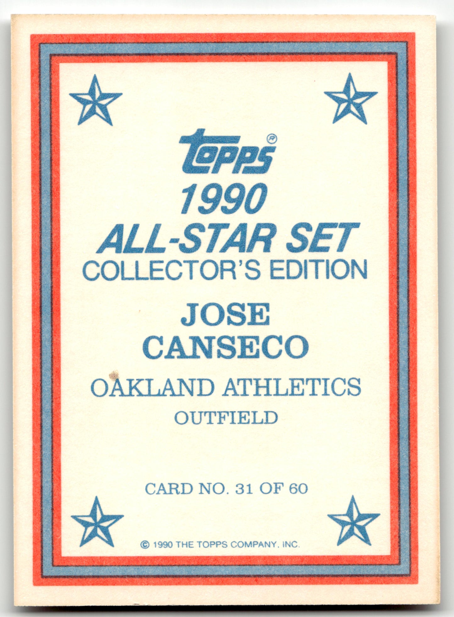 Jose Canseco - #31 - 1990 Topps - Topps