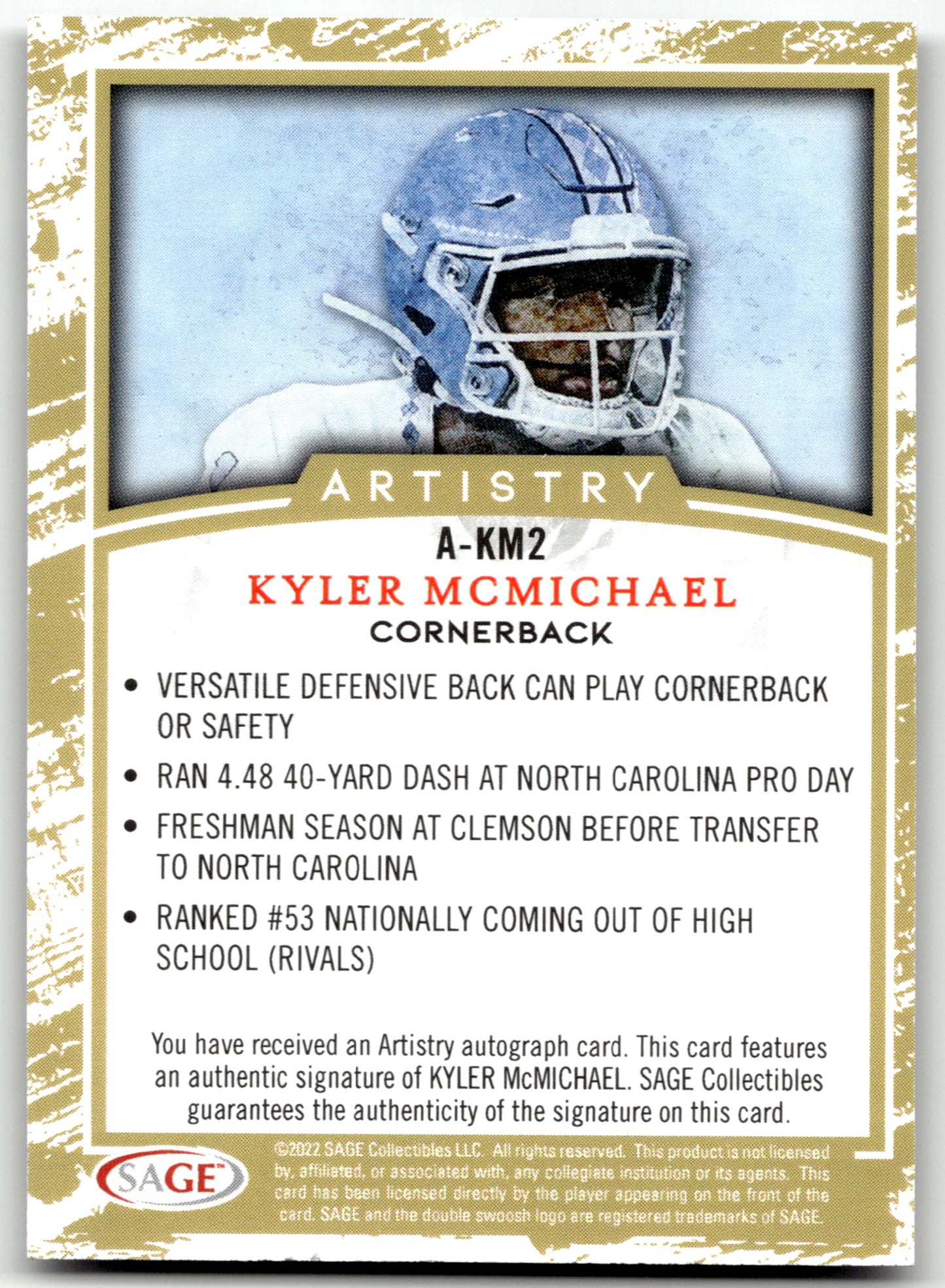 Kyler McMichael - #A-KM2 - 2022 SAGE Artistry - Sage