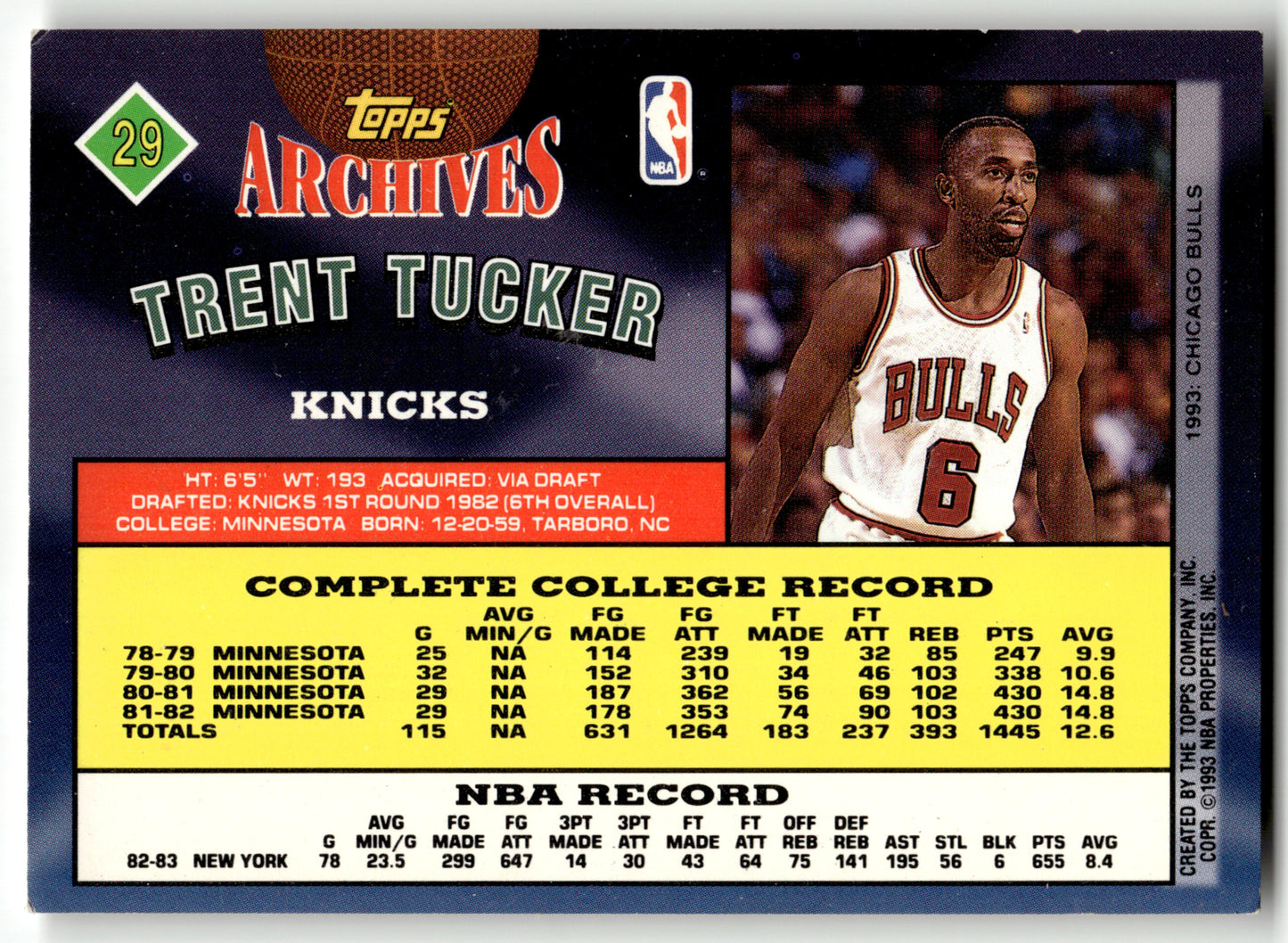 Trent Tucker - #29 - 1992-93 Topps Archives - Topps