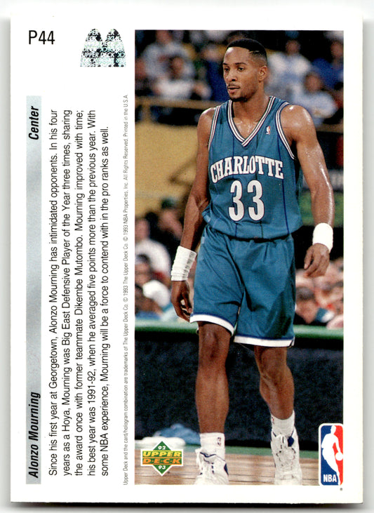 Alonzo Mourning - #P44 - 1992-93 Upper Deck McDonald's - Upper Deck