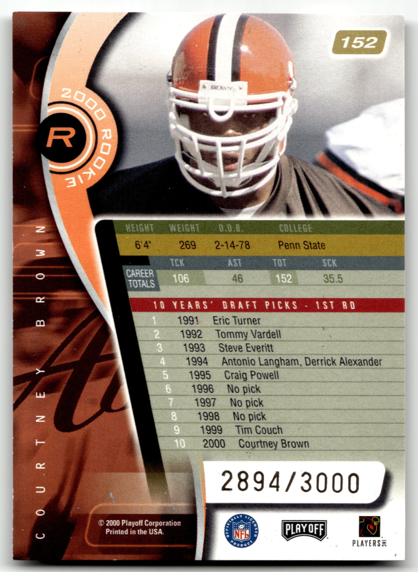 Courtney Brown - #152 - 2000 Playoff Absolute -