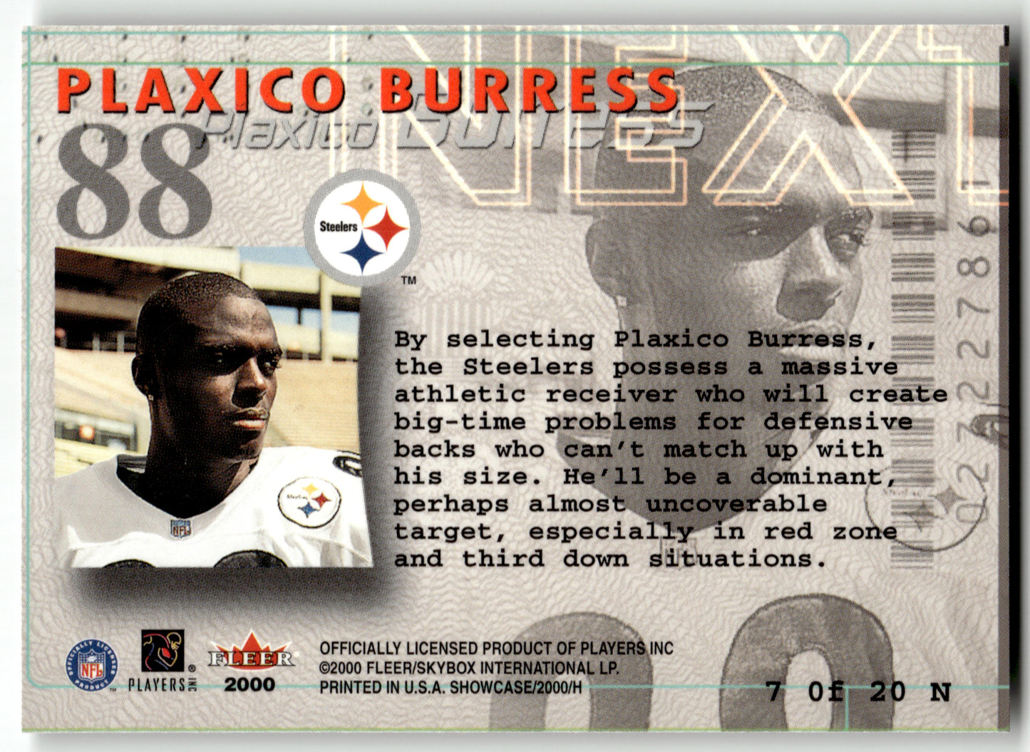 Plaxico Burress - #7 N - 2000 Fleer Showcase - Fleer