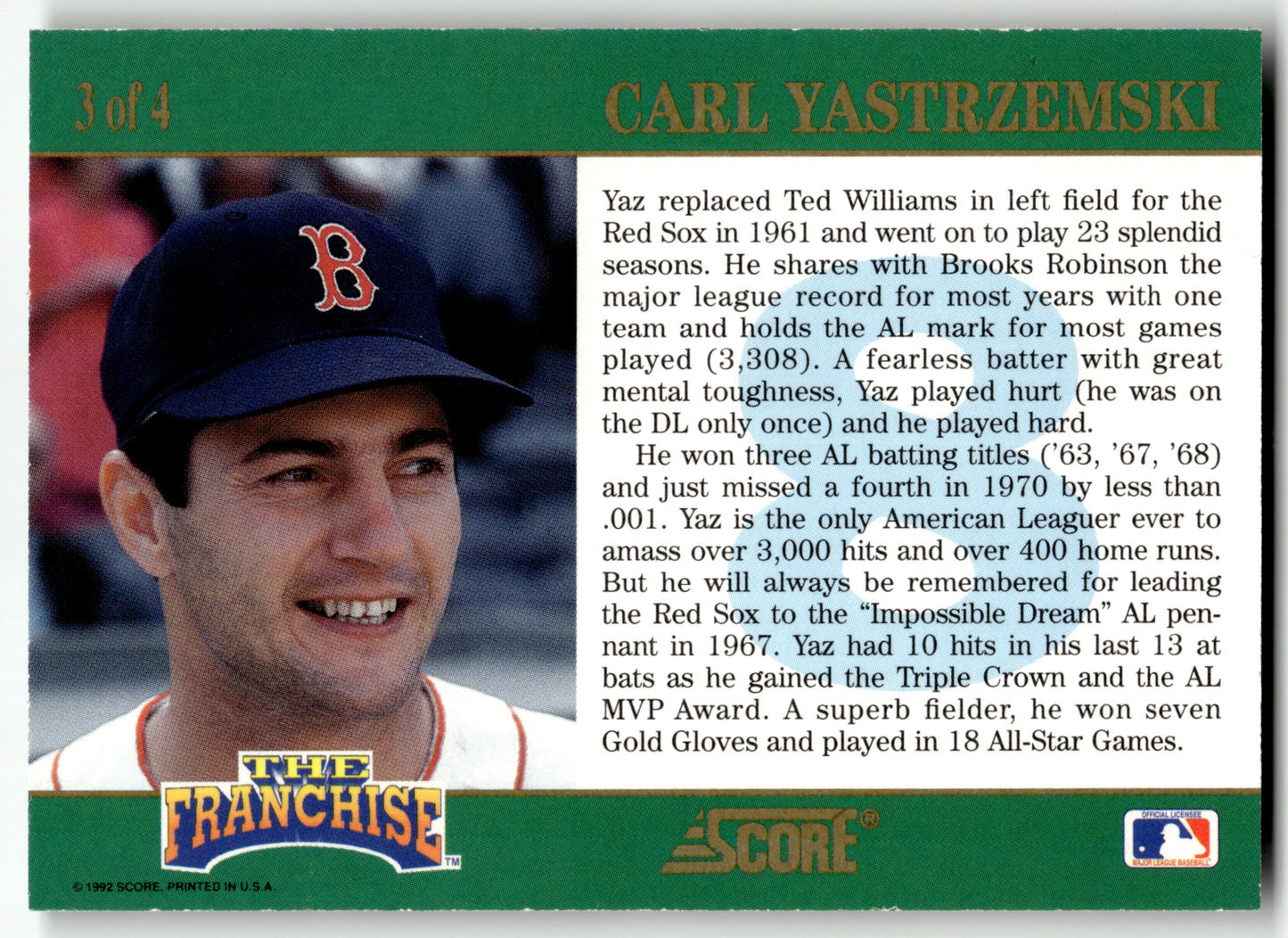 Carl Yastrzemski - #3 - 1992 Score - Score
