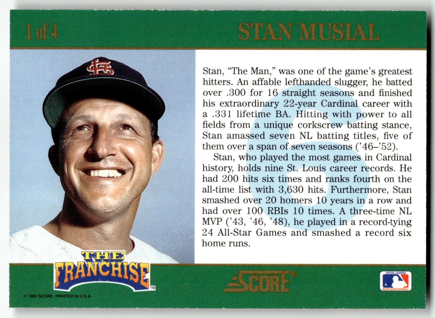Stan Musial - #1 - 1992 Score - Score