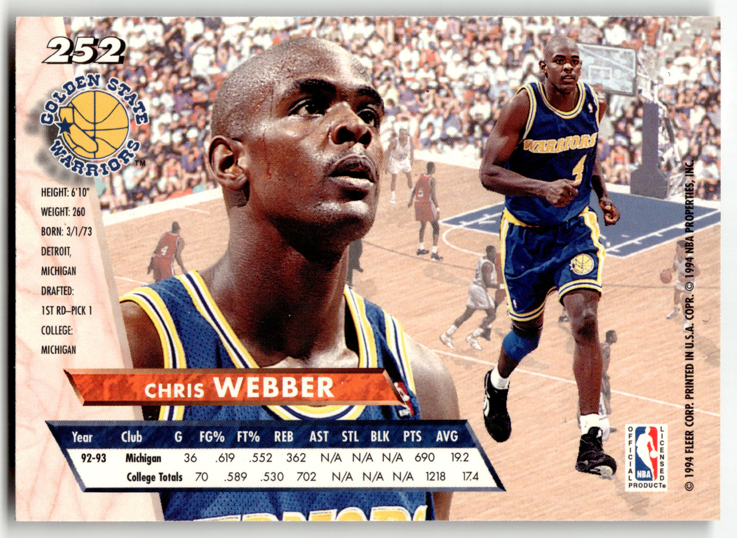 Chris Webber - #252 - 1993-94 Ultra -