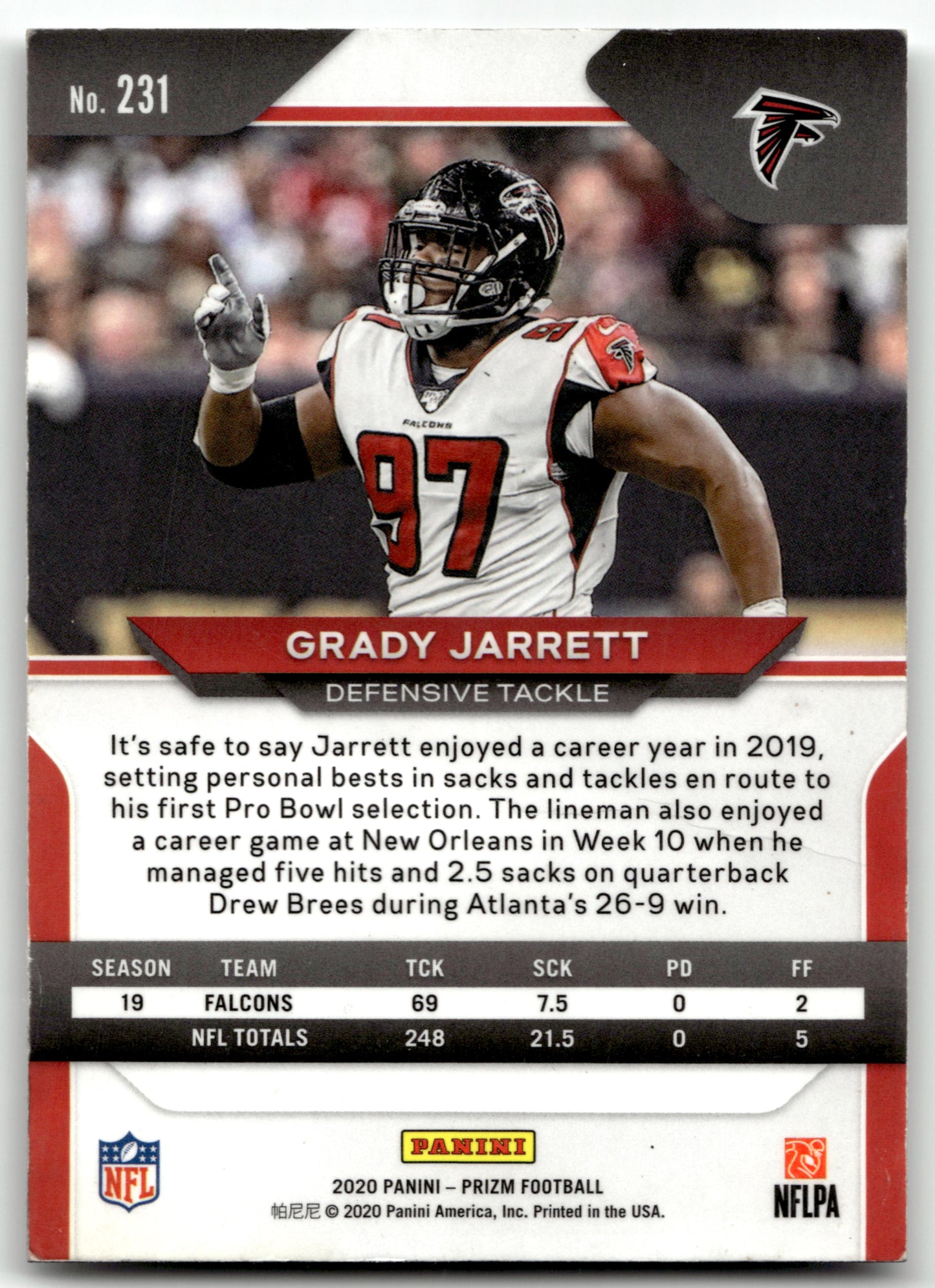 Grady Jarrett - #231 - 2020 Panini Prizm - Prizm