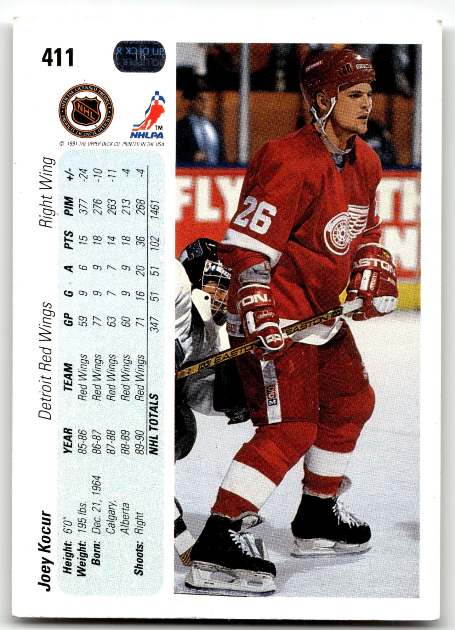 Joey Kocur - #411b - 1990-91 Upper Deck French - Upper Deck