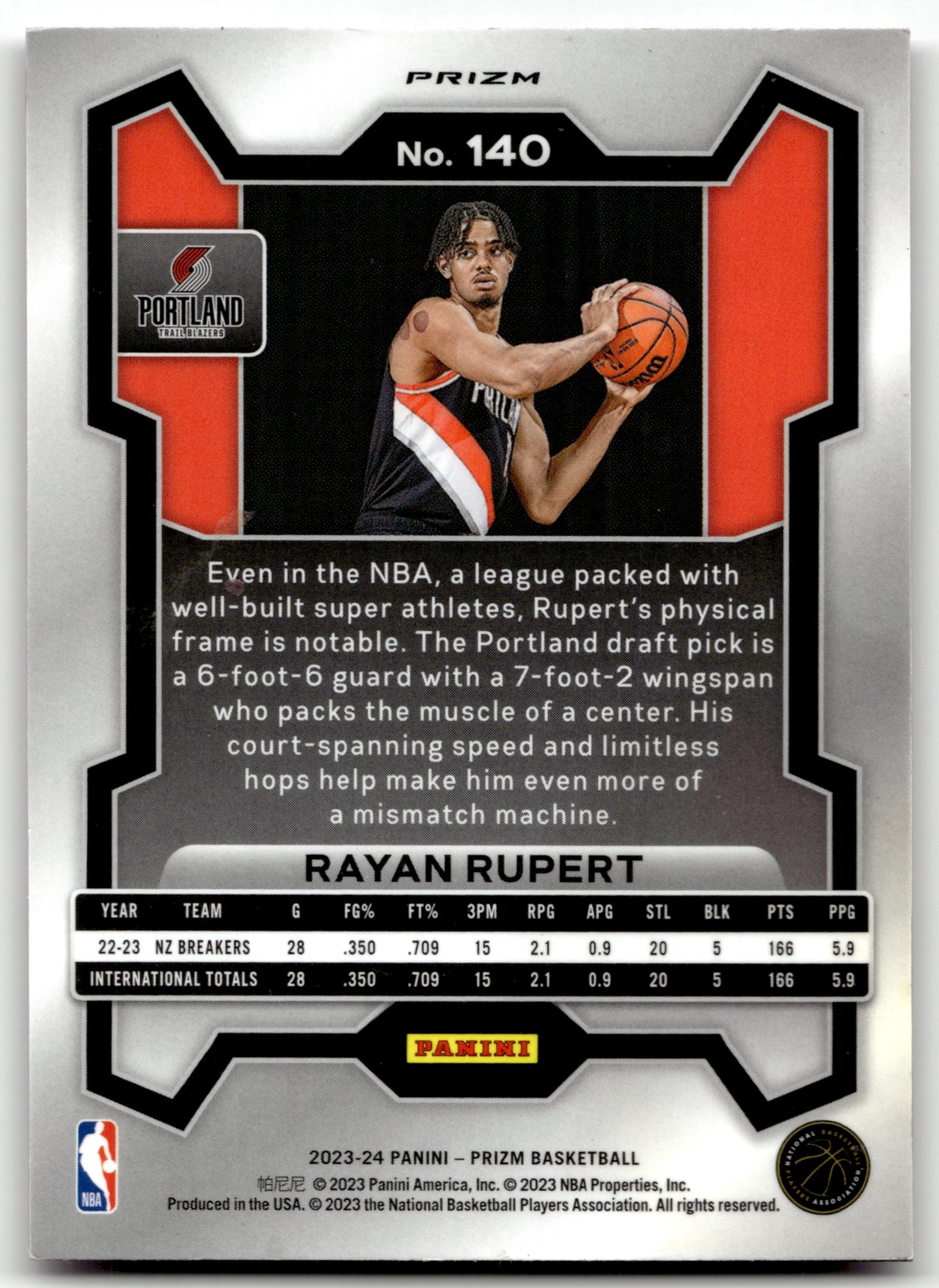 Rayan Rupert - #140 - 2023-24 Panini Prizm - Prizm