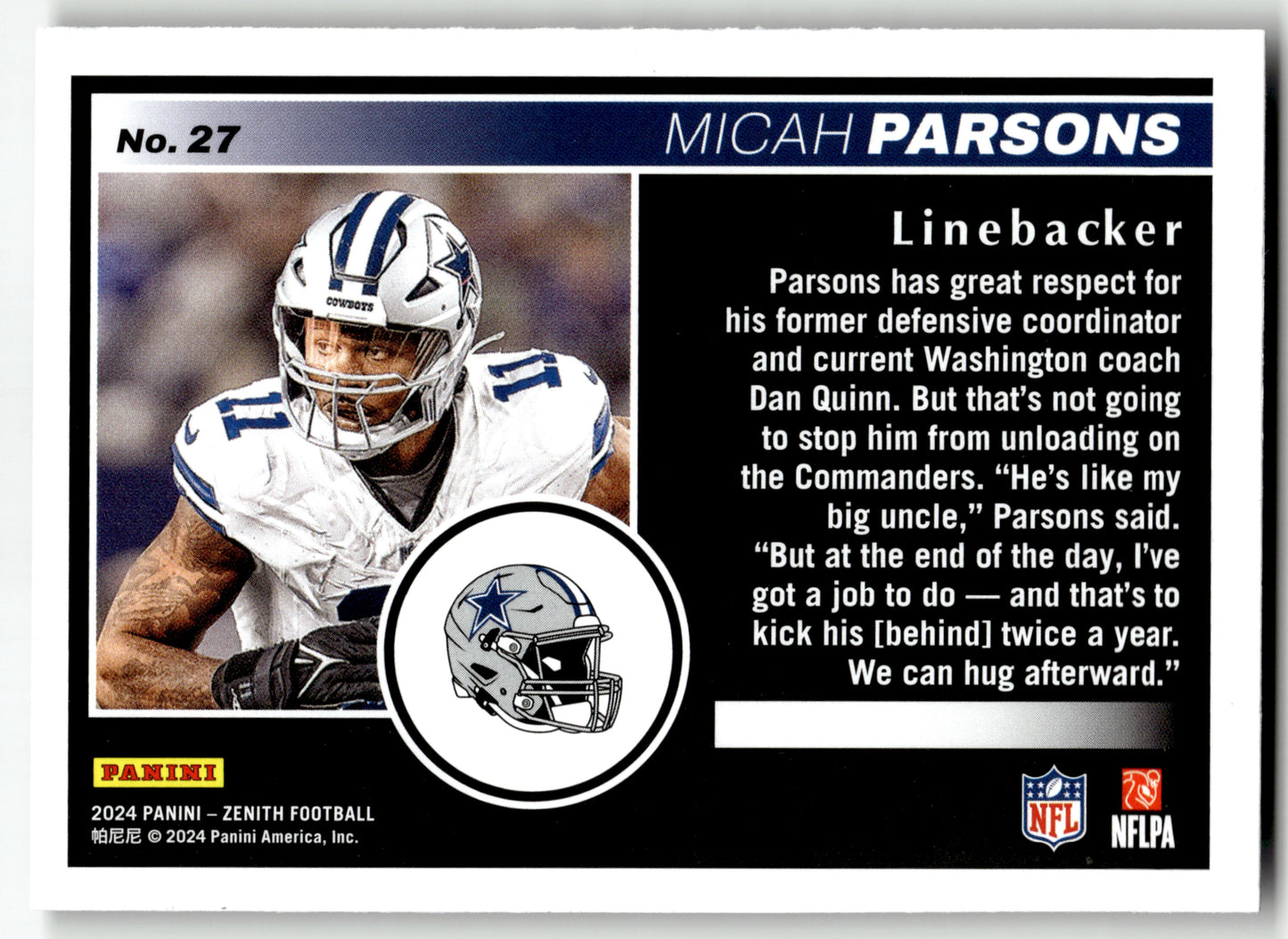 Micah Parsons - #27 - 2024 Panini Zenith - Panini