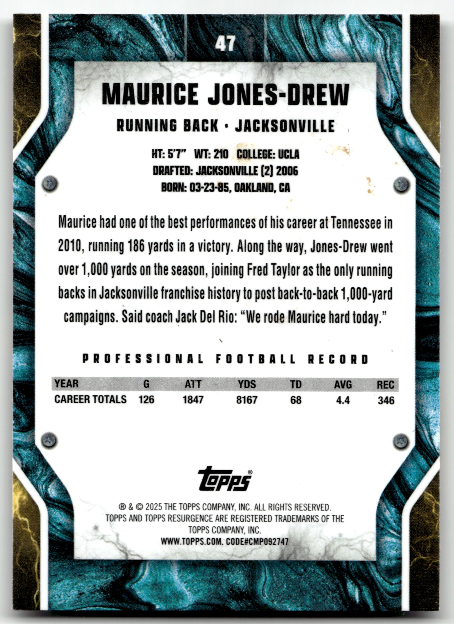Maurice Jones-Drew - #47 - 2024 Topps Resurgence - Topps
