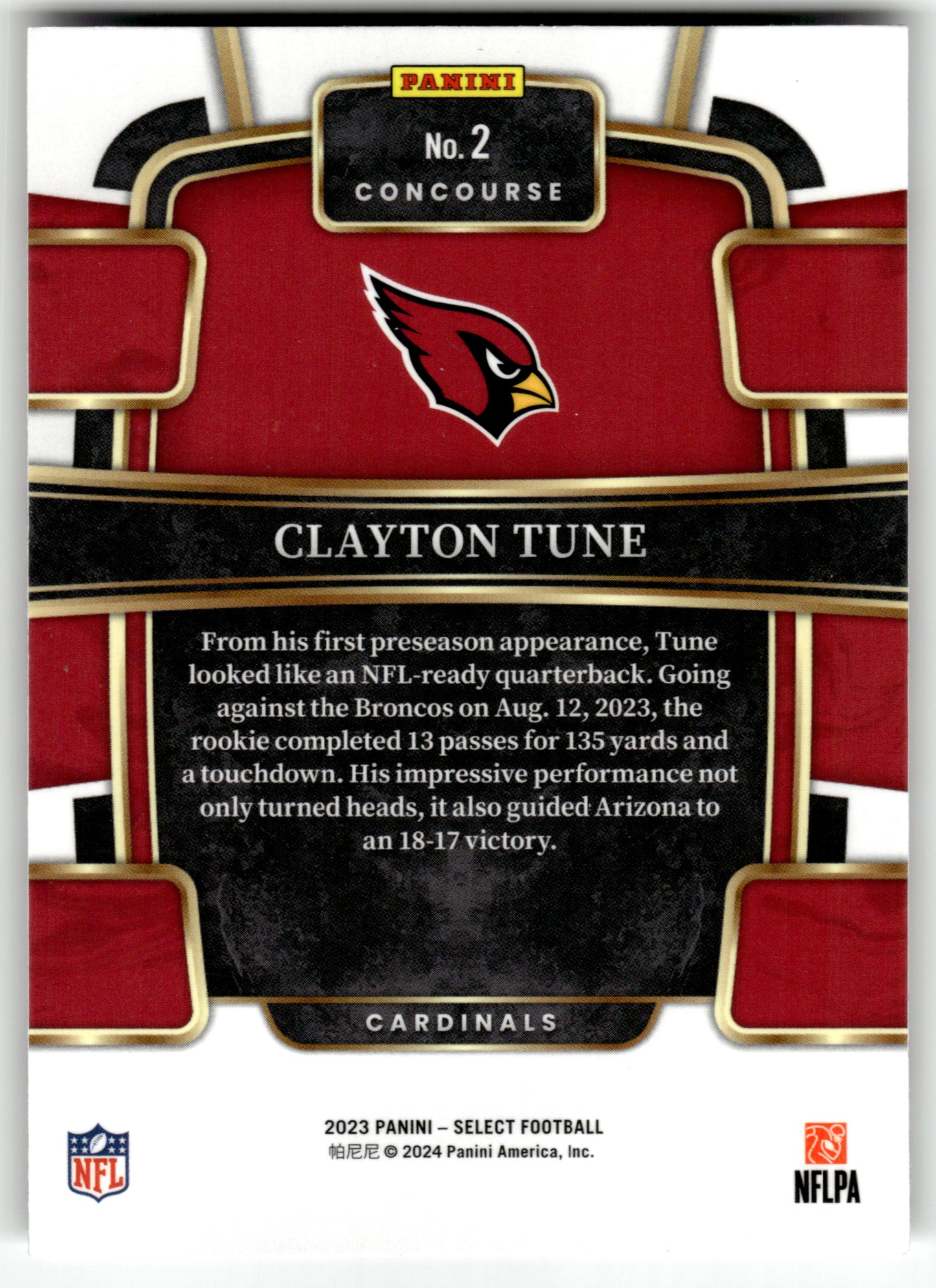 Clayton Tune - #2 - 2023 Panini Select - Select