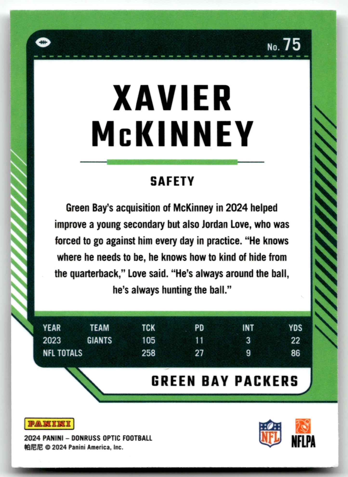 Xavier McKinney - #75 - 2024 Donruss Optic - Donruss