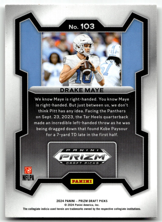 Drake Maye - #103 - 2024 Panini Prizm Draft Picks - Panini