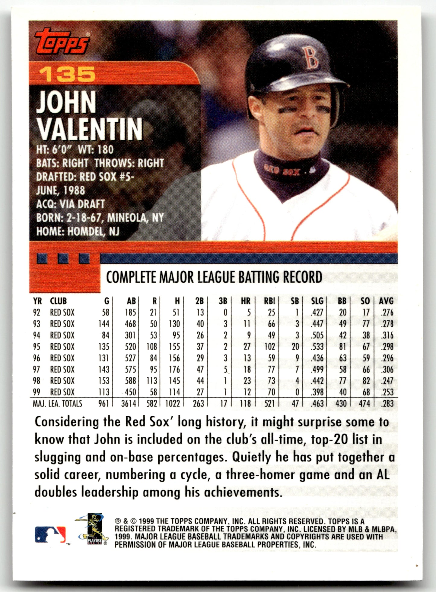 John Valentin - #135 - 2000 Topps - Topps