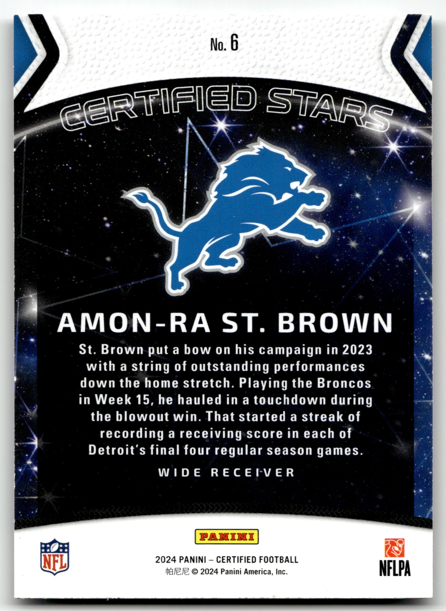 Amon-Ra St. Brown - #6 - 2024 Panini Certified - Panini