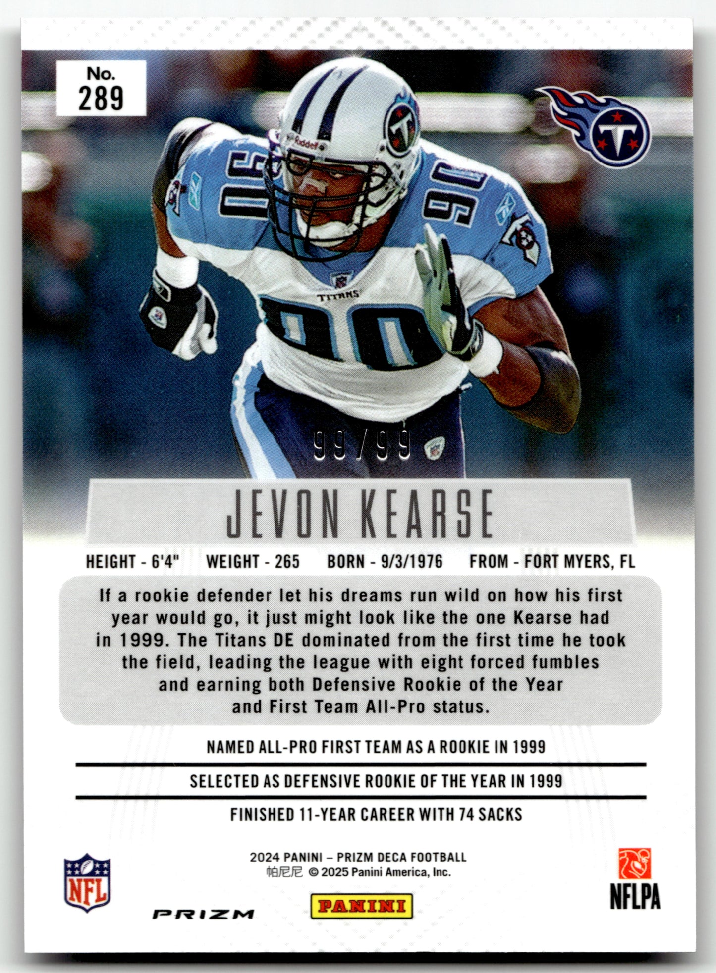Jevon Kearse - #289 - 2024 Panini Prizm Deca - Prizm