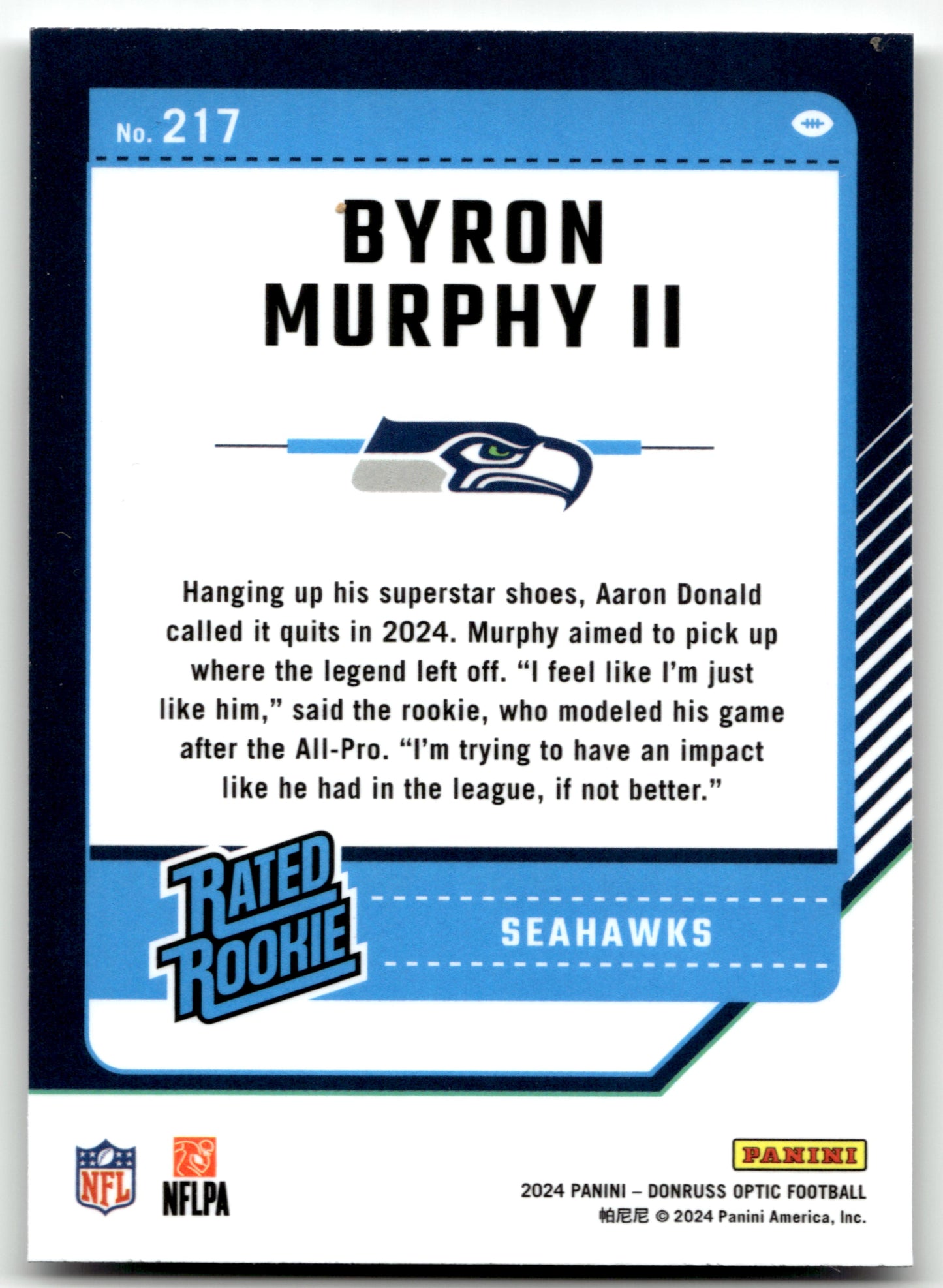 Byron Murphy II - #217 - 2024 Donruss Optic - Optic