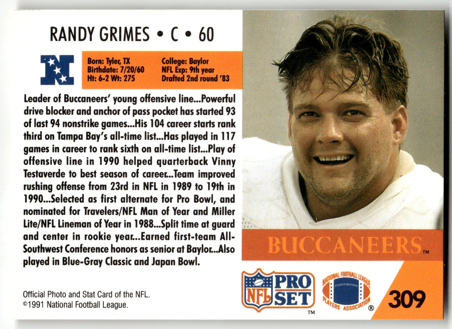 Randy Grimes - #309 - 1991 Pro Set -
