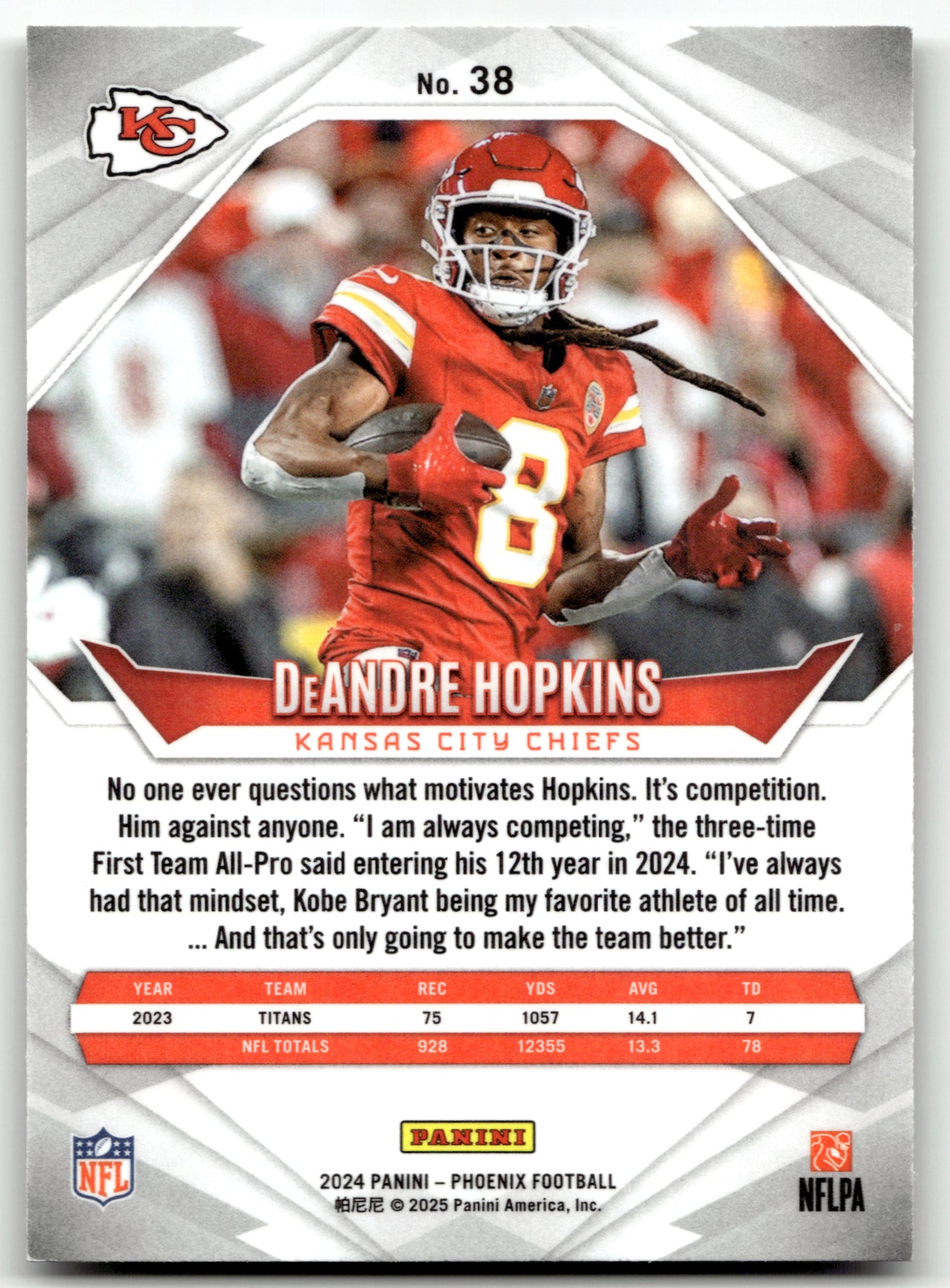 DeAndre Hopkins - #38 - 2024 Panini Phoenix - Panini
