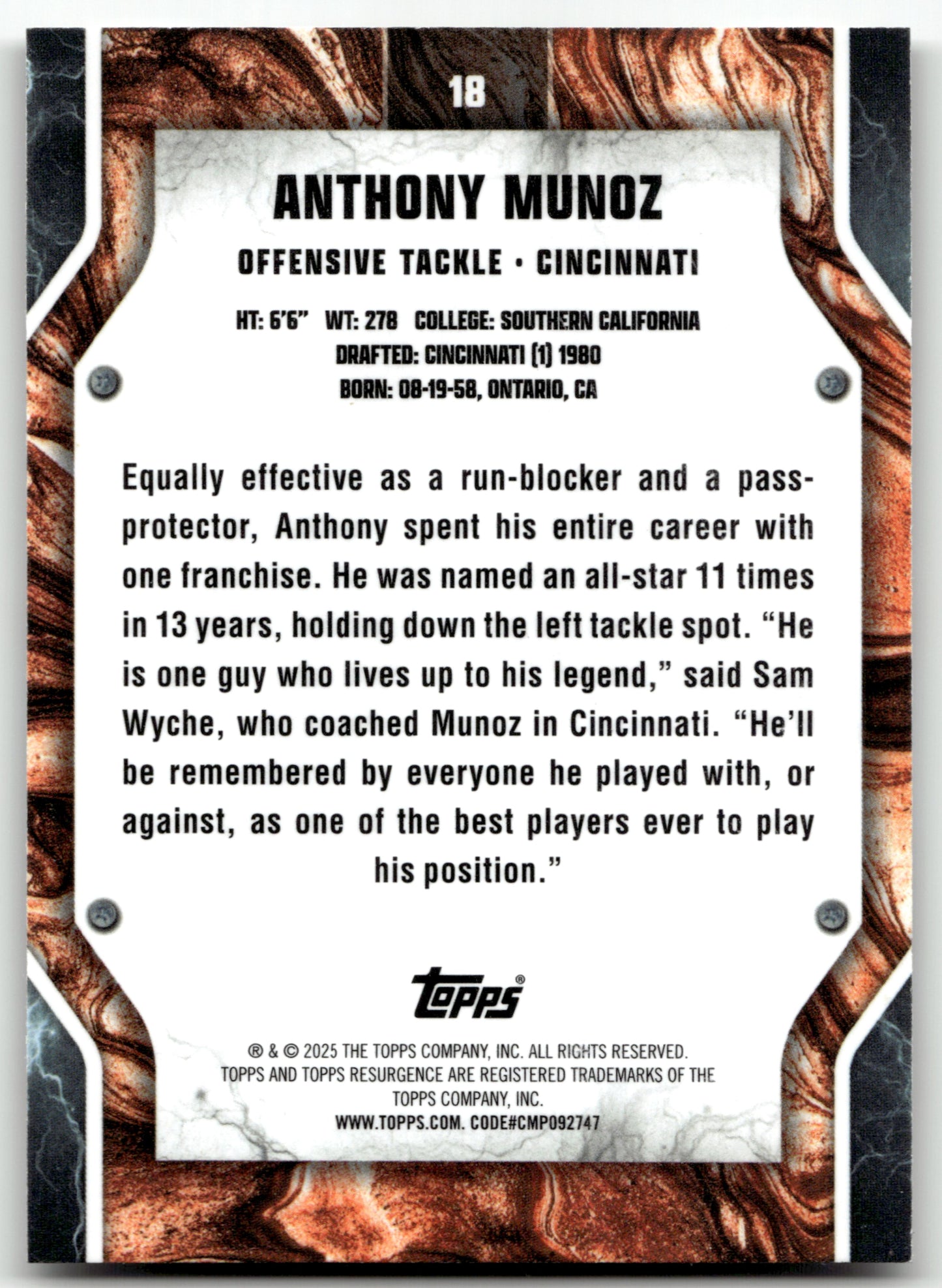 Anthony Munoz - #18 - 2024 Topps Resurgence - Topps