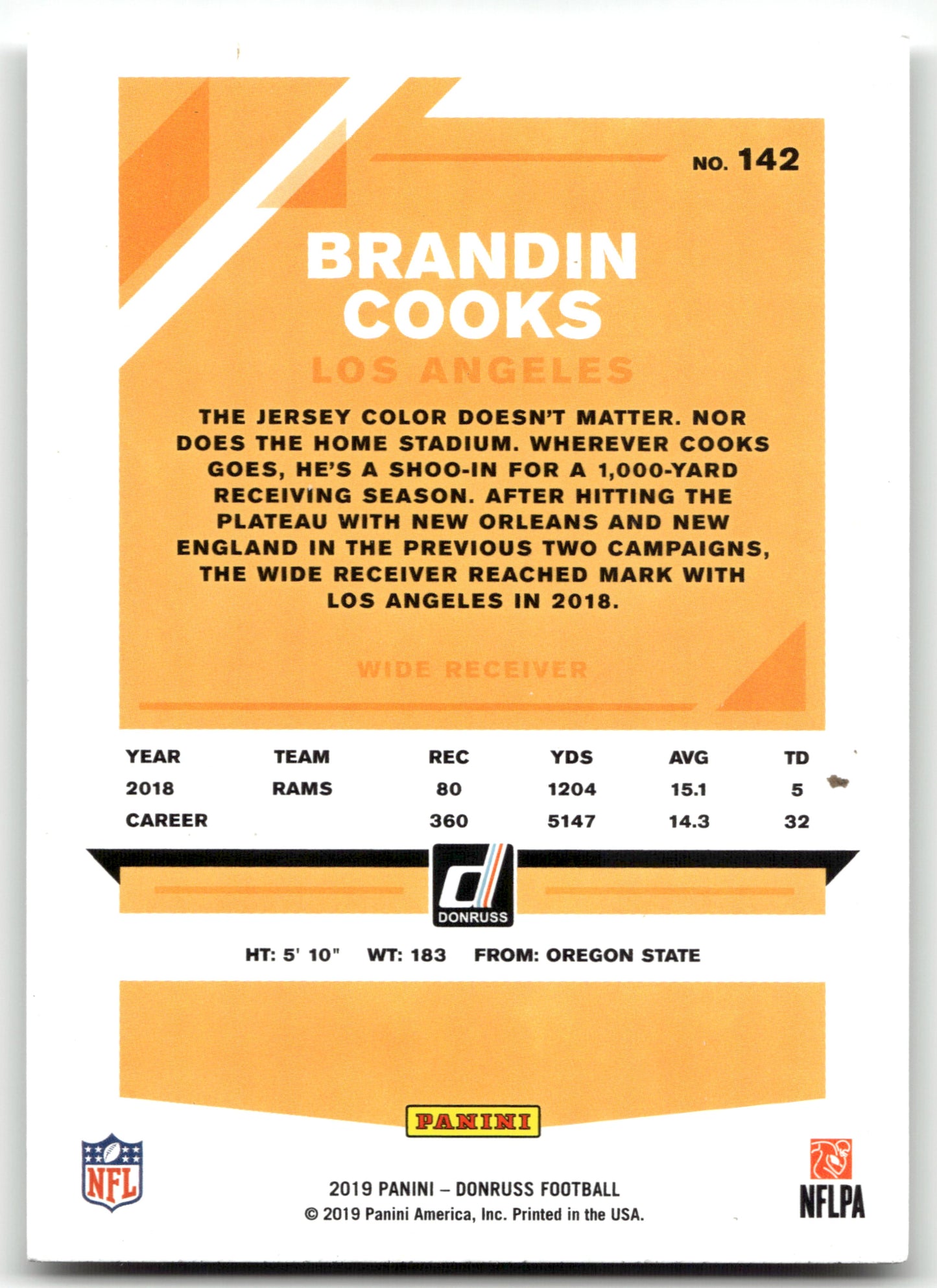 Brandin Cooks - #142 - 2019 Donruss - Donruss