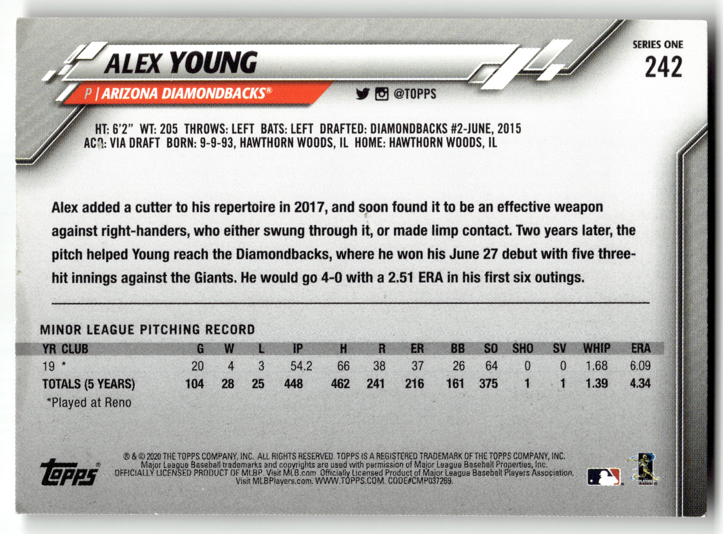 Alex Young - #242 - 2020 Topps - Topps