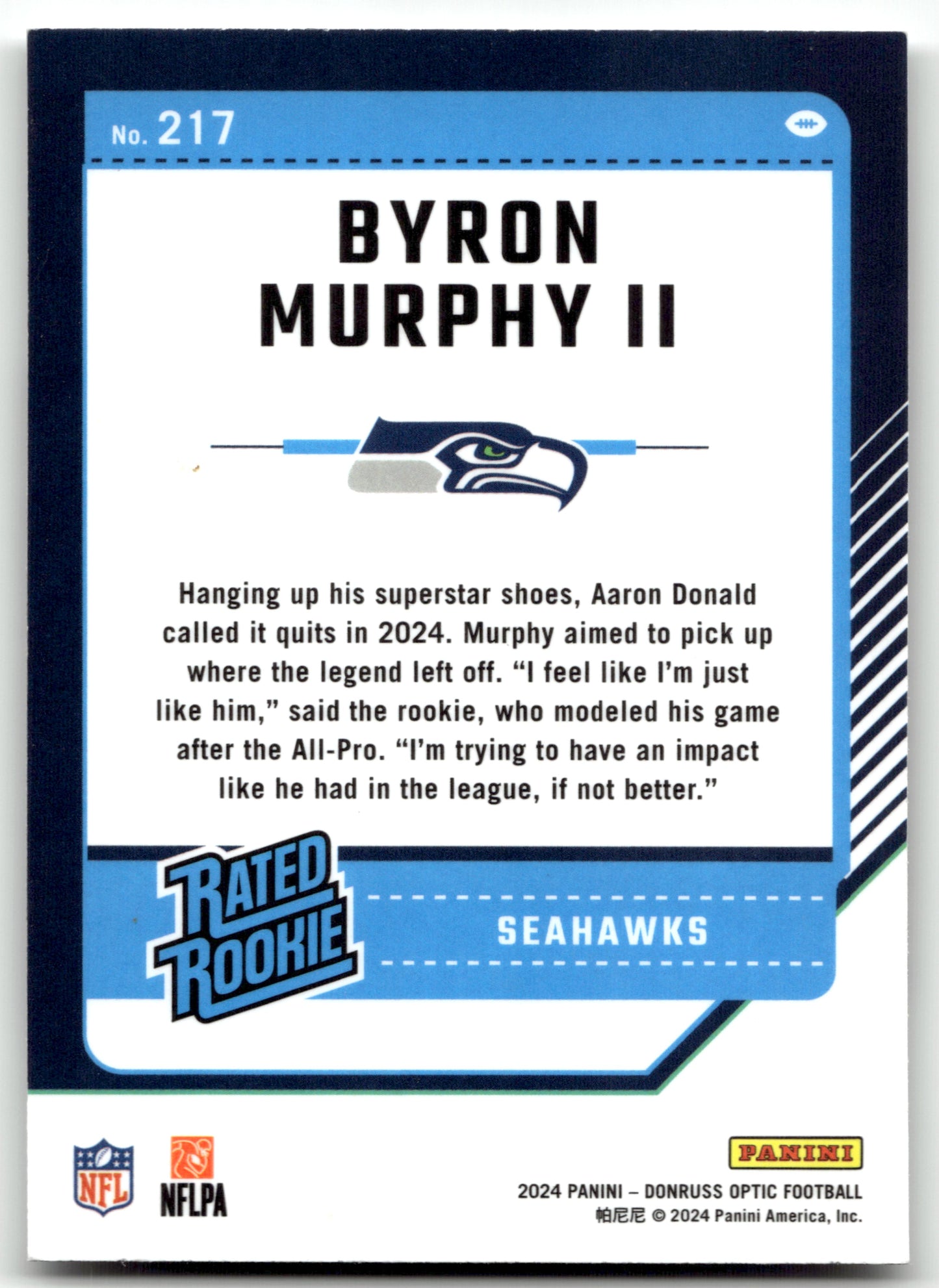 Byron Murphy II - #217 - 2024 Donruss Optic - Optic