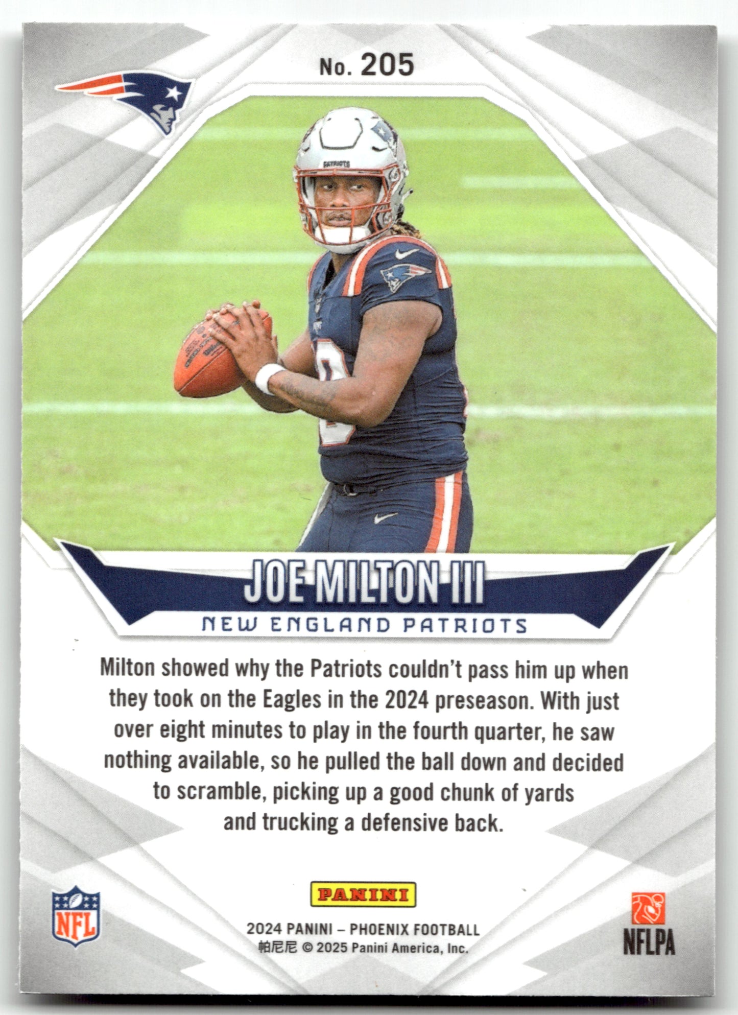 Joe Milton III - #205 - 2024 Panini Phoenix - Panini