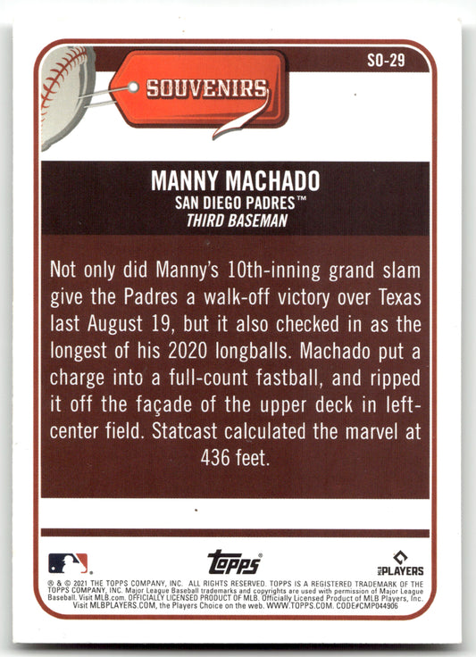 Manny Machado - #SO-29 - 2021 Topps Big League - Topps