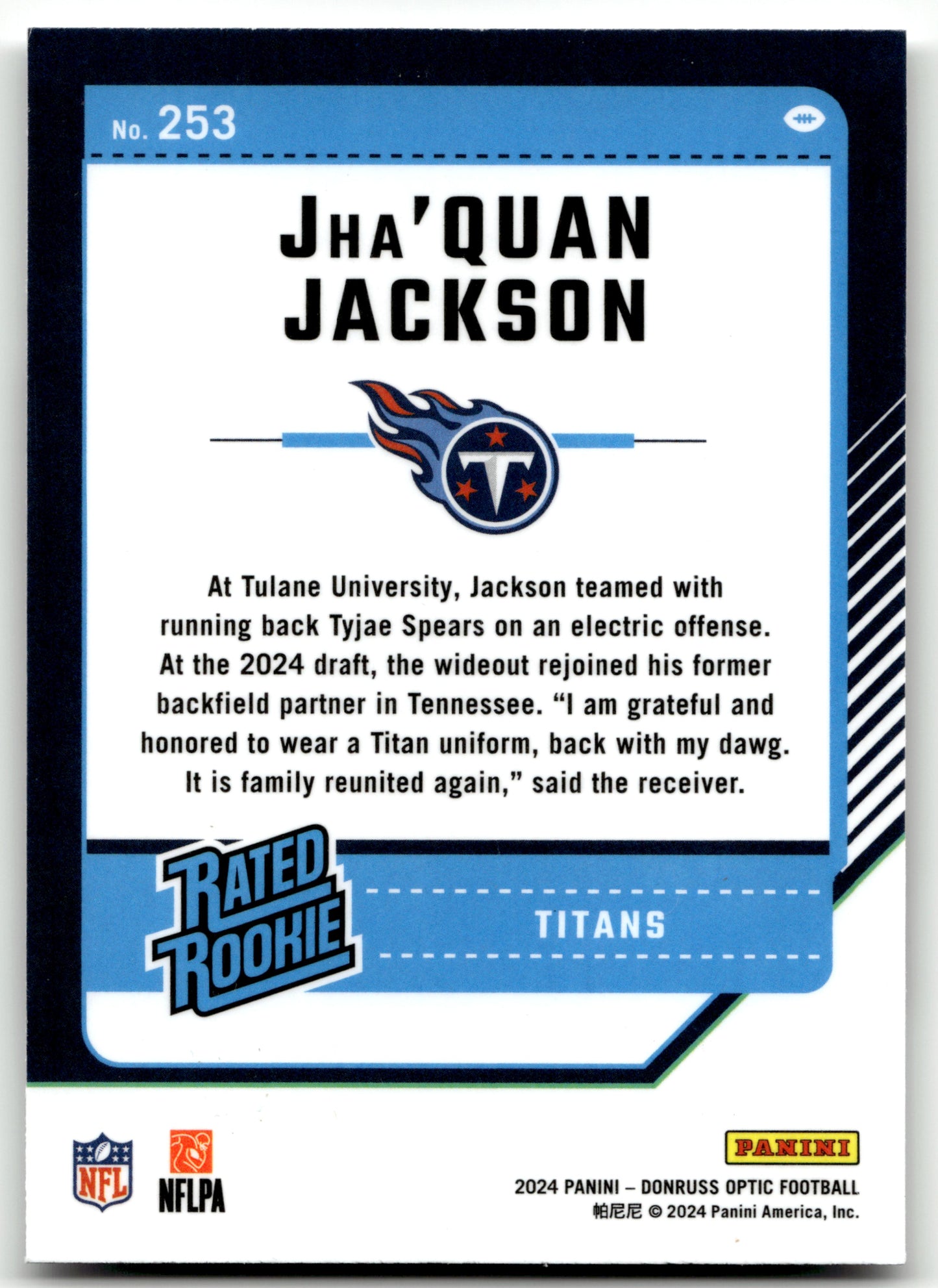 Jha'Quan Jackson - #253 - 2024 Donruss Optic - Donruss