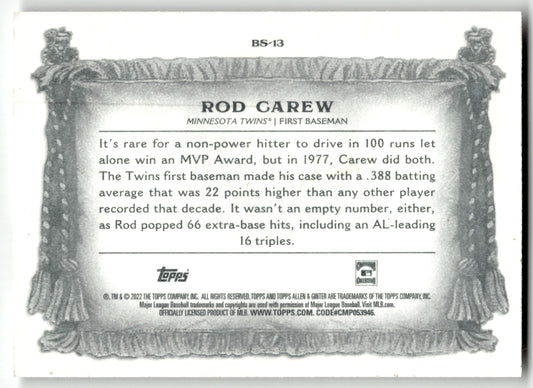 Rod Carew - #BS-13 - 2022 Topps Allen & Ginter - Topps